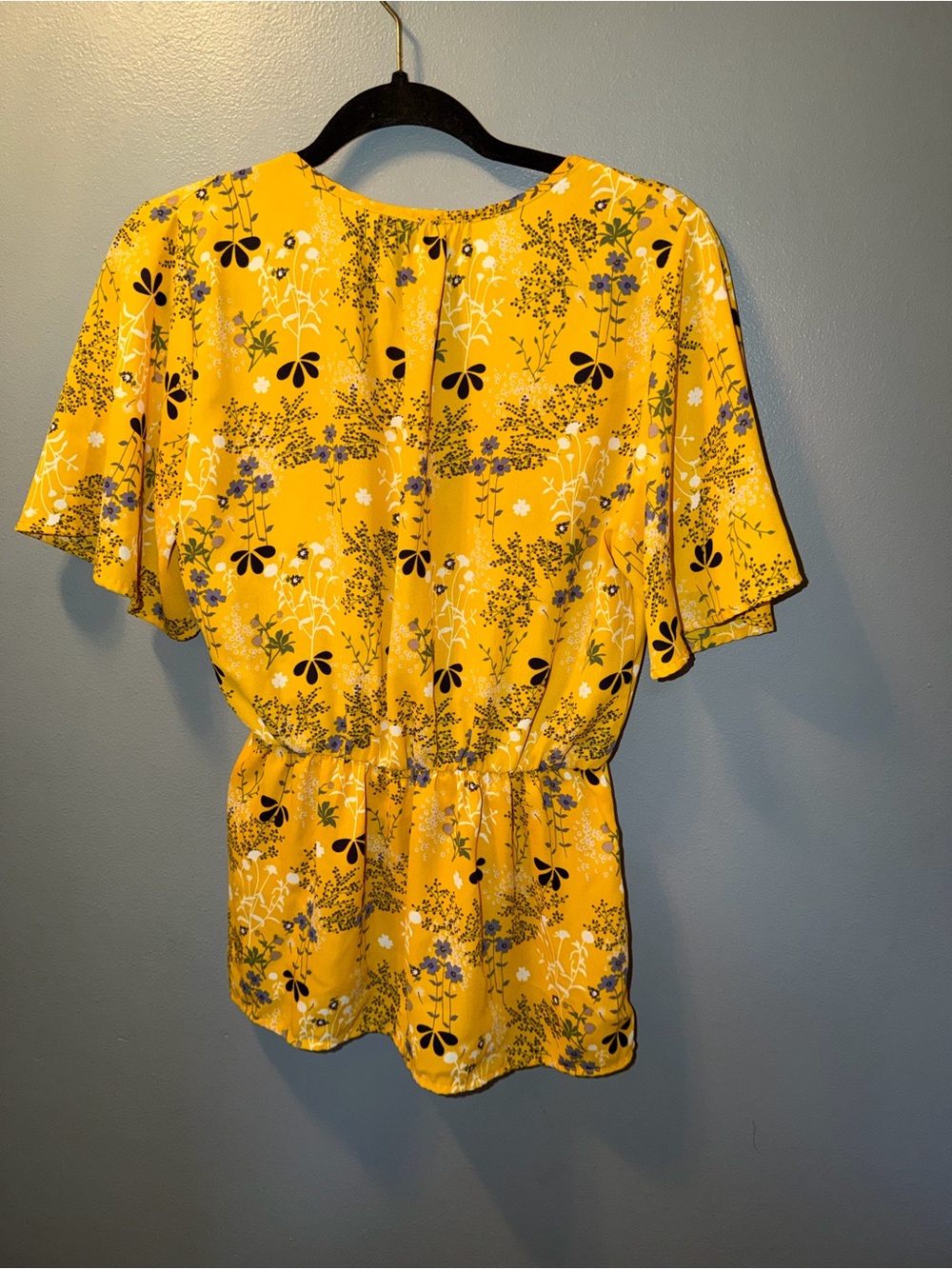Sienna Sky Yellow Floral Wrap Peplum Top - Picture 5 of 6